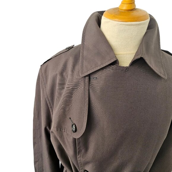 Vintage 80s Hart Schaffner Marx Mens Trench Coat 42L Gray All-Weather Raincoat - Picture 3 of 12